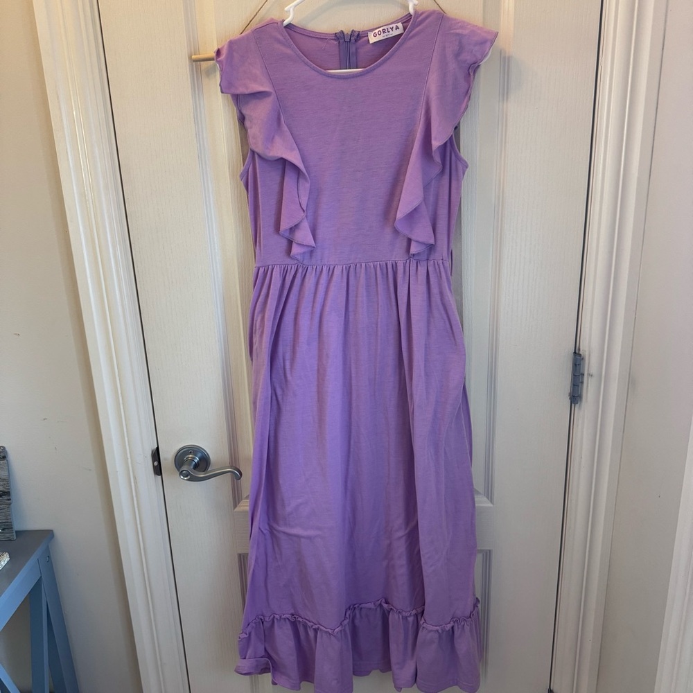 Gorlya Lavender Ruffle Kids Dress | 14